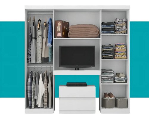 Guarda Roupa Casal 6 Portas 2 Gavetas Porto Branco Móveis Carraro