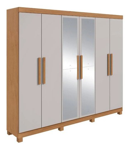 Guarda Roupa Casal 6 Portas Easy Slim Com Espelho E Pés