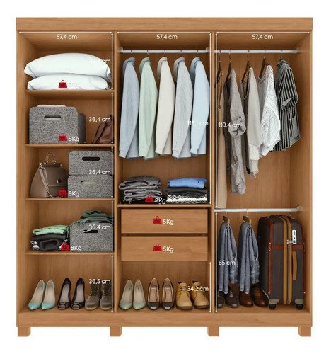 Guarda Roupa Casal 6 Portas Easy Slim Com Espelho E Pés