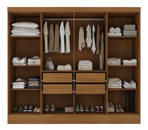 Guarda Roupa Casal 8 Portas 4 Gavetas Jatobá Yescasa