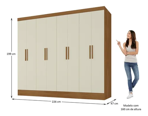 Guarda Roupa Casal 8 Portas 4 Gavetas Jatobá Yescasa