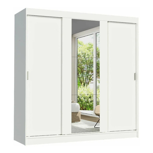 Guarda-roupa Casal Armário Quarto Reno Madesa 3 Portas De Correr Esp Branco 1095H91E