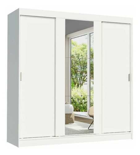 Guarda-roupa Casal Armário Quarto Reno Madesa 3 Portas De Correr Esp Branco 1095H91E