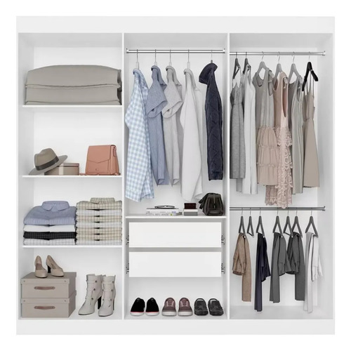 Guarda-roupa Casal Bartira Ville Com 6 Portas E 2 Gavetas Cor Branco