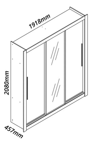 Guarda-roupa Casal Branco 3 Portas Corrediça Espelhada Milão MDF Yescasa