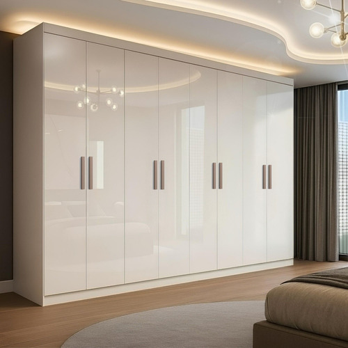 Guarda roupa casal branco paris 8 portas 4 gavetas espresso