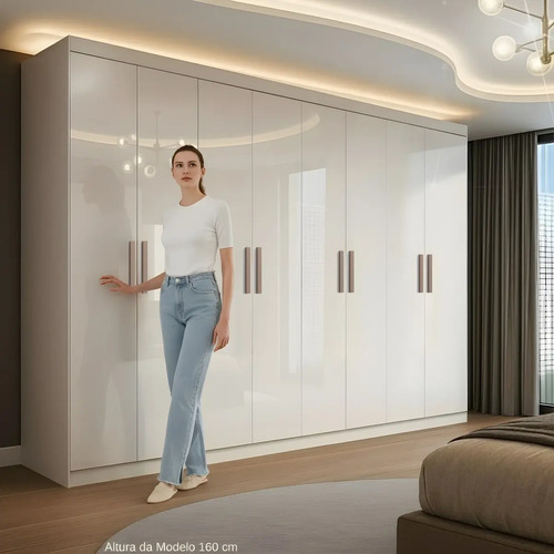 Guarda Roupa Casal Branco Paris 8 Portas 4 Gavetas Espresso Móveis