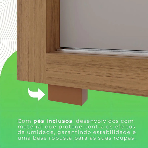 Guarda-roupa Casal Com Espelho 3 Portas 4 Gavetas Sallêto Móveis Costa Rica Cinamomo/Off white