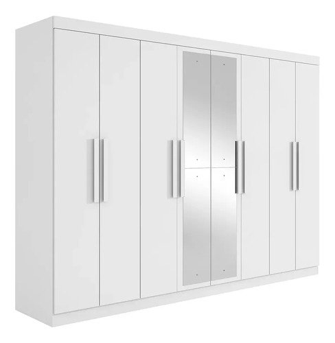 Guarda-roupa Casal Easy Slim 8 Portas Com Espelho Branco