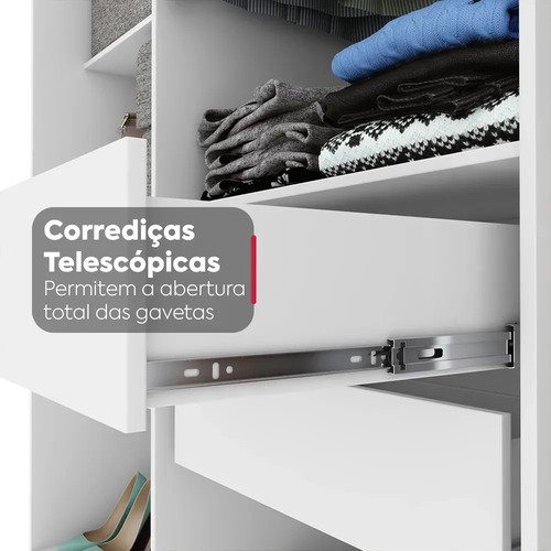 Guarda-roupa Casal Easy Slim 8 Portas Com Espelho Branco