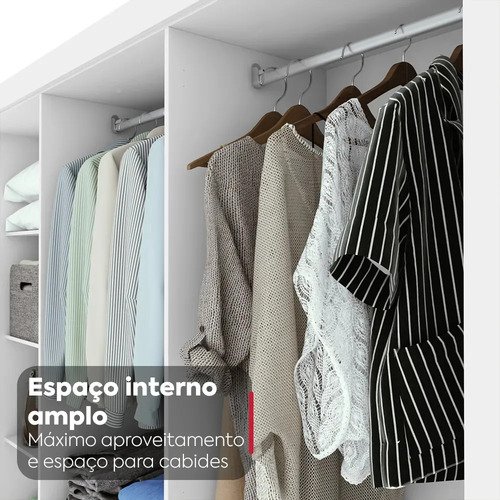 Guarda-roupa Casal Easy Slim 8 Portas Com Espelho Branco