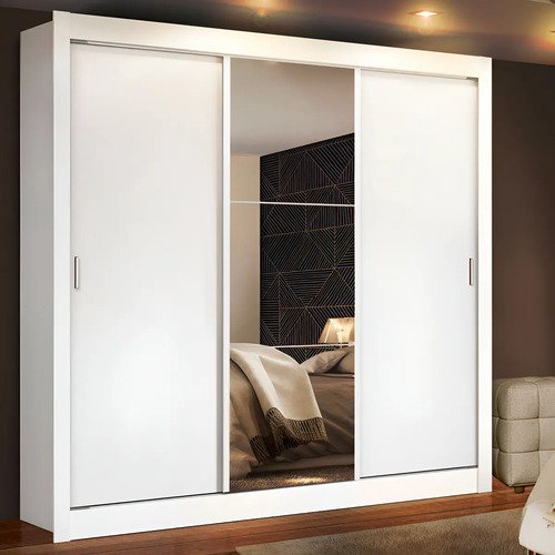 Guarda roupa casal madesa monaco 3 portas correr espelho cor