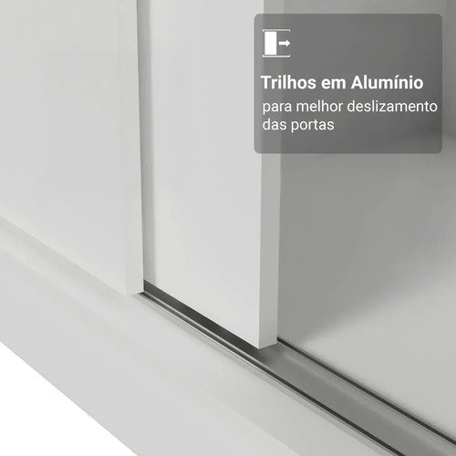 Guarda Roupa Casal Madesa Mônaco 3 Portas Correr Espelho Cor Branco 1093D81E