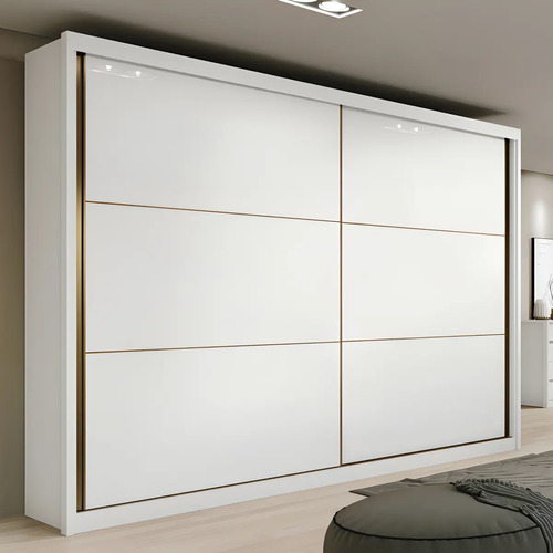 Guarda roupa casal mdf 2 portas corredicas branco 6 gavetas
