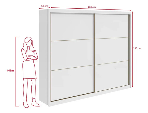 Guarda-roupa Casal MDF 2 Portas Corrediças Branco 6 Gavetas Móveis Lopas
