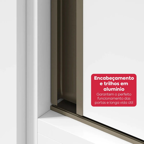 Guarda-roupa Casal MDF 2 Portas Corrediças Branco 6 Gavetas Móveis Lopas