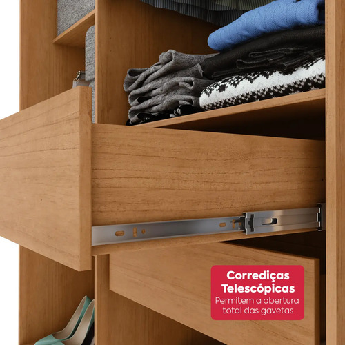 Guarda-Roupa Casal Móveis Lopas Easy Slim 8 Portas Espelho Marrom Moderno