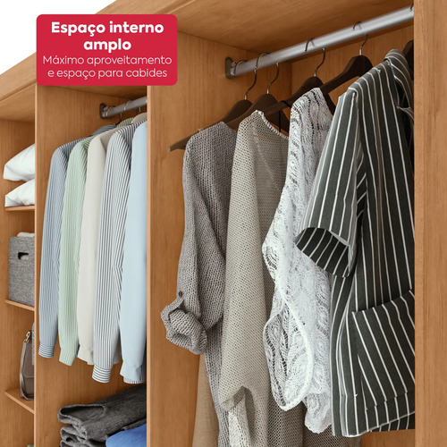 Guarda-Roupa Casal Móveis Lopas Easy Slim 8 Portas Espelho Marrom Moderno