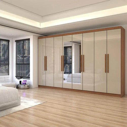 Guarda roupa casal odisseia 8 portas 4 gavetas com espelho c