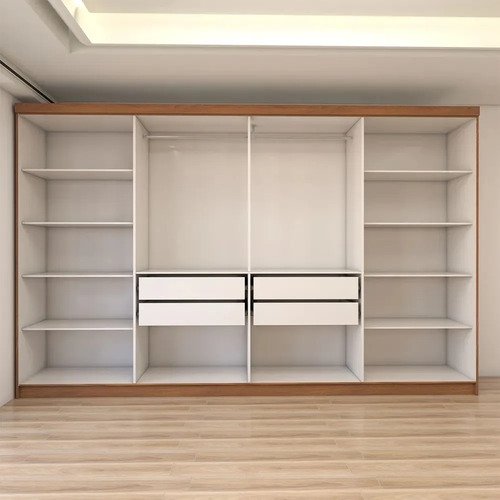 Guarda-roupa Casal Odisseia 8 Portas 4 Gavetas Com Espelho C Bege