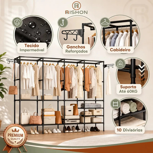 Guarda roupa dobravel closet aberto organizador de roupas de