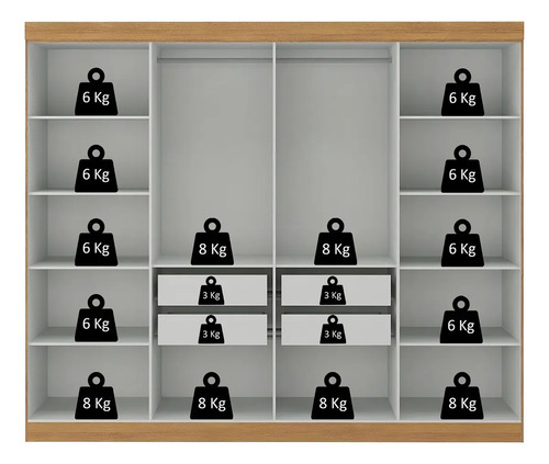 Guarda-Roupa Paris 8 Portas 200x237x47cm Cinamomo Off White