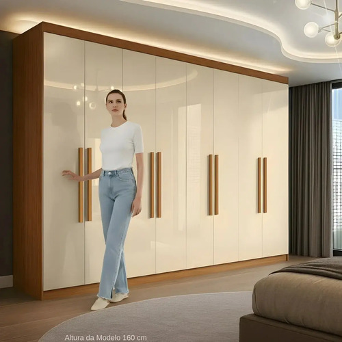 Guarda-Roupa Paris 8 Portas 200x237x47cm Cinamomo Off White
