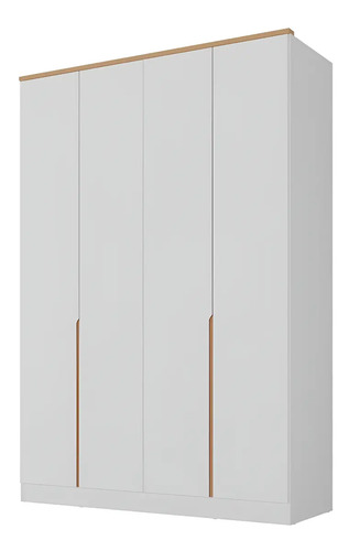 Guarda-roupa Solteiro 4 Portas 2 Gavetas Branco MDF Manbel 56x160,5x232,2 cm