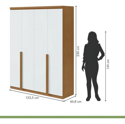 Guarda-Roupa Solteiro 4 Portas 2 Gavetas MDF Móveis Lopas Moderno