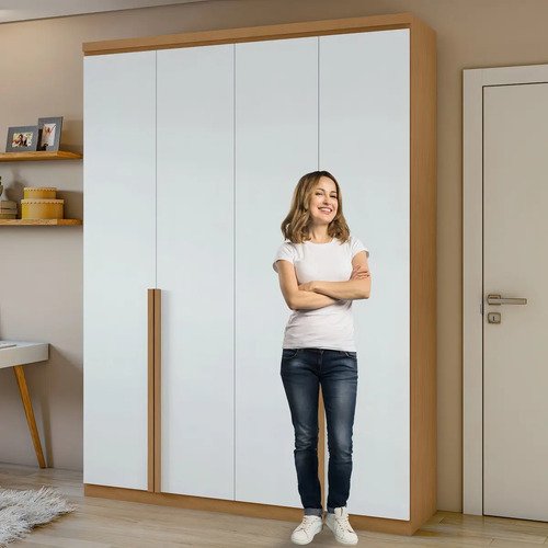 Guarda-Roupa Solteiro 4 Portas 2 Gavetas MDF Móveis Lopas Moderno