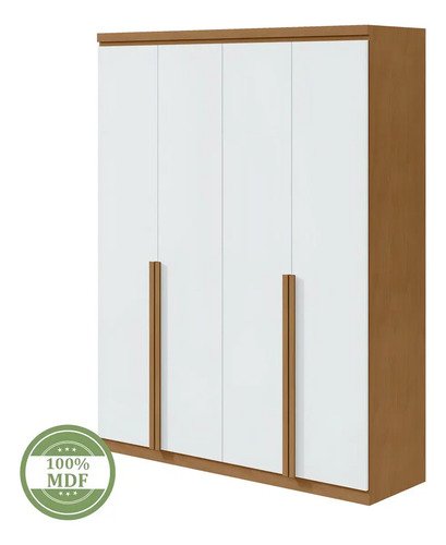 Guarda-Roupa Solteiro 4 Portas 2 Gavetas MDF Móveis Lopas Moderno
