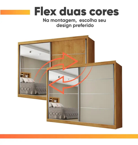 Guarda Roupas Casal 2 Portas Com Espelho 4 Gavetas Austria Madeirado Off White