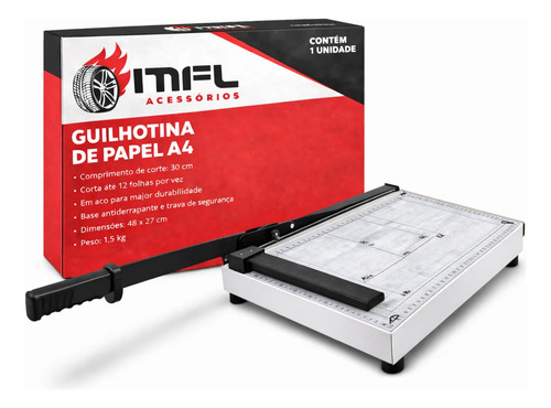 Guilhotina de papel a4 em aco com travamento ate 12 folhas