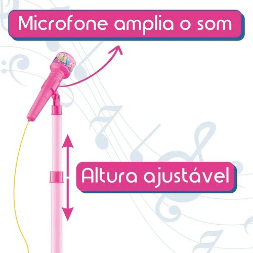 Guitarra E Microfone Infantil Instrumento Brinquedo Musical Cor Rosa Atentu