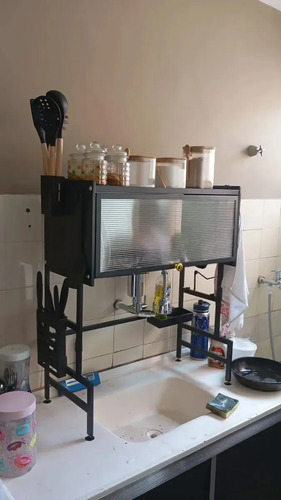 Haosin Organizador Escorredor De Louça E Copos Suspenso Parede Aço Carbono Com Acabamento Preto Fosco E Pintura Térmica Anti-ferrugem