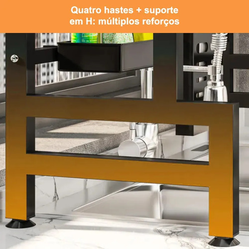 Haosin Organizador Escorredor De Louça E Copos Suspenso Parede Aço Carbono Com Acabamento Preto Fosco E Pintura Térmica Anti-ferrugem