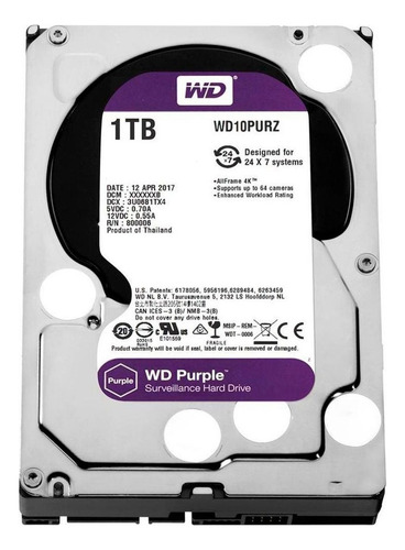 Hd para dvr wd purple 1tb surveillance sata 6gbs wd10purz co