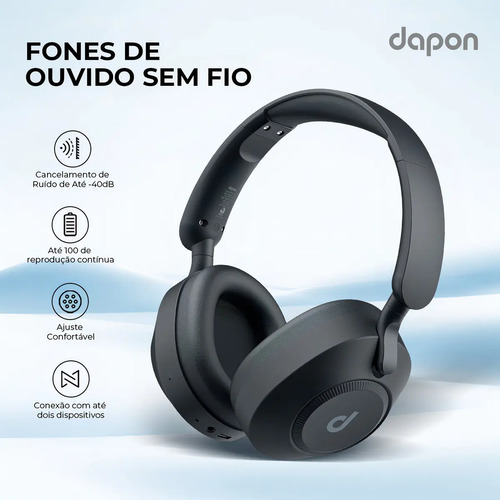 Headphone Dapon H02D Pro ANC Over Ear Bluetooth 6.0 Cancelamento De Ruído Cor Cinza