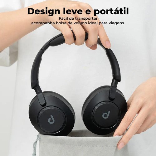 Headphone Dapon H02D Pro ANC Over Ear Bluetooth 6.0 Cancelamento De Ruído Cor Preto