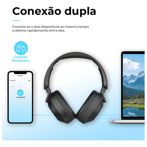 Headphone Dapon H02D Pro ANC Over Ear Bluetooth 6.0 Cancelamento De Ruído Cor Cinza