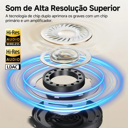Headset QCY H3 Pro ANC 50dB Bluetooth 5.4 Multiponto 55h Cor Preto