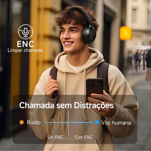 Headset QCY H3 Pro ANC 50dB Bluetooth 5.4 Multiponto 55h Cor Preto