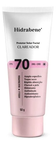 Hidrabene protetor facial solar fps 70 toque seco antissinai