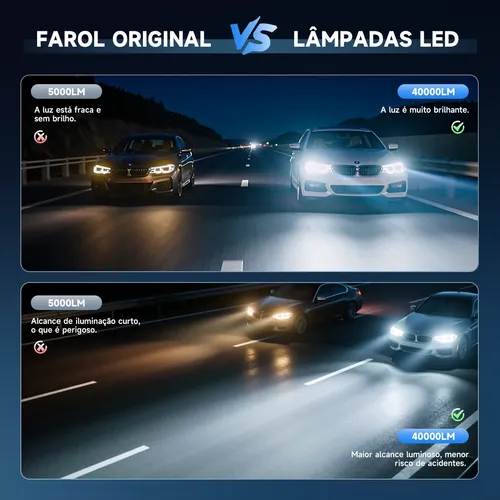 Higoogoo G70 Par Farol Carro Led H4 H1 H7 H11 Hb3 Hb4 H3 H27
