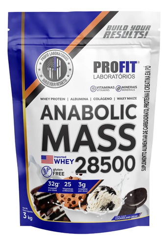 Hipercalorico anabolic mass 28500 3kg profit labs cookies an