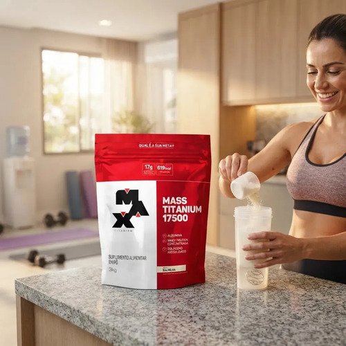 Hipercalórico Mass Titanium 17500 3kg - Max Titanium Sabor Baunilha