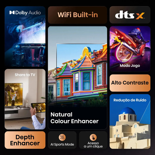 Hisense Smart TV FHD 50" Polegadas 50A4NV com HDR10, DTS Virtual X, Compatibilidade Alexa e Google Home