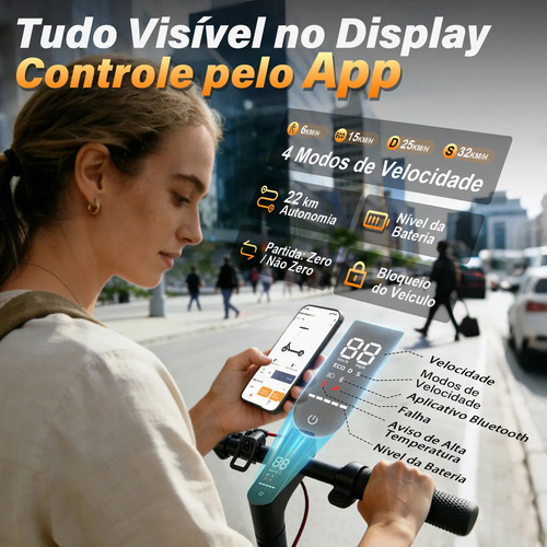 HONEYWHALE M2 Pro Patinete Elétrico Adulto, 500W Scooter Elétrica, Velocidade Máxima de 32 KM/H, 22 KM de Autonomia, Honey Whale Patinete Juvenil com Controle de Aplicativo Bluetooth