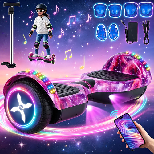 Hoverboard eletrico skate kit acessorios com bluetooth e led