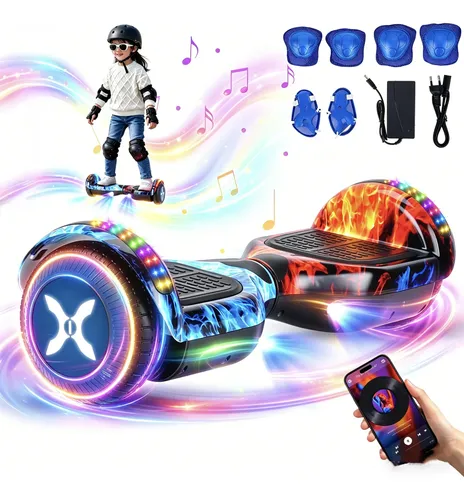Hoverboard eletrico skate kit acessorios com bluetooth e led